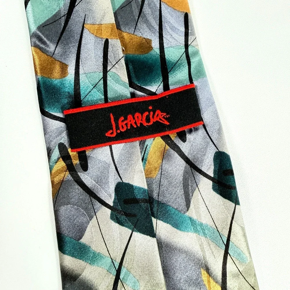 J. Garcia Tie Limited Edition In The Park Collection 46 Abstract Silk Necktie